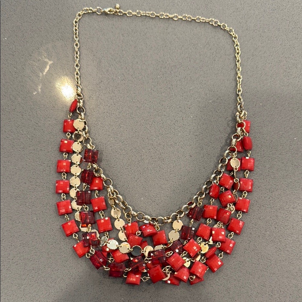 Elegant Red and Gold Necklace